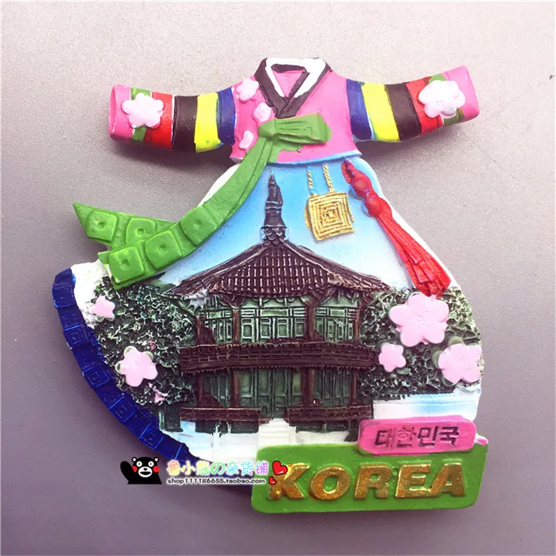 Новые горячие корейские наклейки на холодильник 3D из смолы Hanbok Namdaem Gyeongbokgung