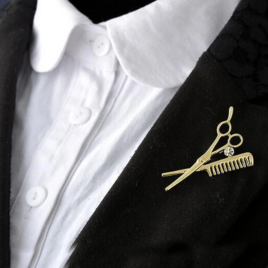 Charming Crystal Comb Scissors Brooches Broches Bijoux Pins Up Accessories Fashion Women Jewelry for Party Wedding Gift XZ244 | Украшения и