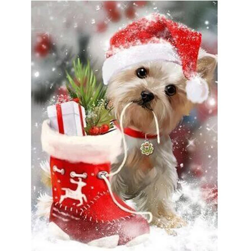 Diamond Embroidery Dog Flower 5D DIY Mosaic Animal Painting Cross Stitch Home Decor Handicraft Full Sets CC700 | Дом и сад