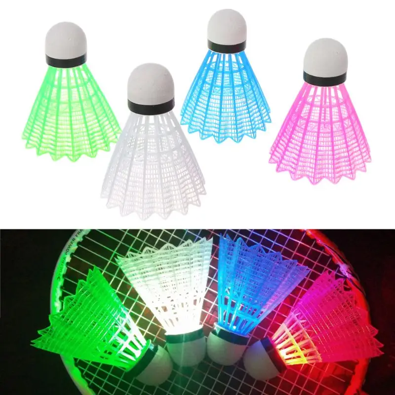 

4pcs Colored Plastic LED Luminous Badminton Dark Night Glow Lighting Shuttlecock