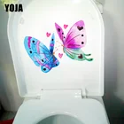 YOJA 21.2X18.3CM пара бабочка мультфильм спальня настенный стикер Ванная комната Декор Туалет наклейки на сиденья T1-2122