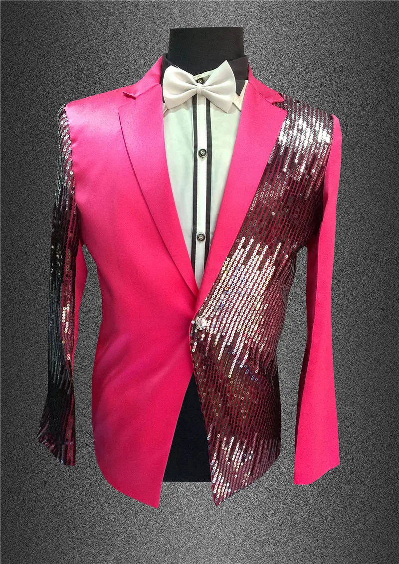 2016 плюс Размер мужской тонкий костюм с блестками ночная рубашка певица