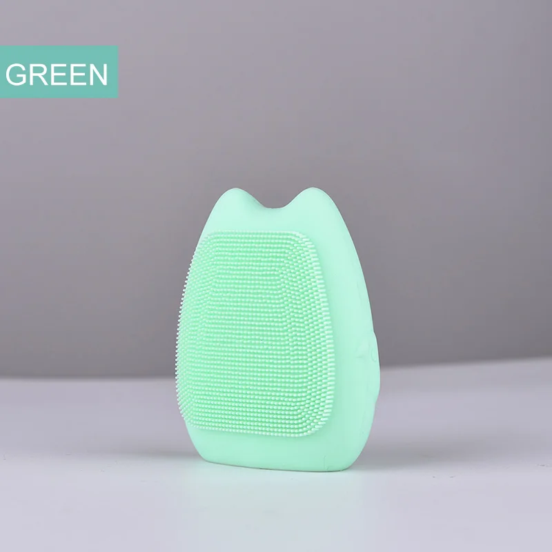 Green Электрическая Очищающая щетка для лица, водонепроницаемый силиконовый массажер для лица, вибрационная щетка для акне, Электрический Очиститель лица, инструмент для красоты - Цвет: Green