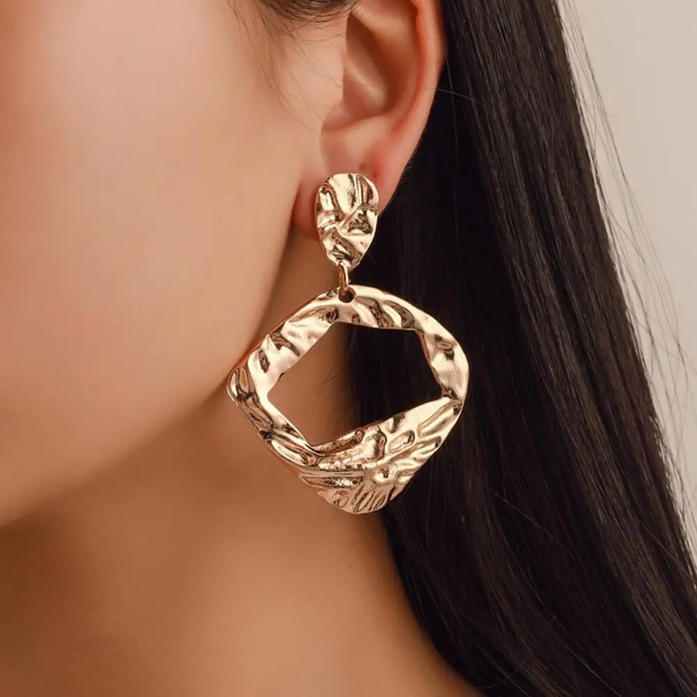 

Vintage Metal Geometic Dangle Earrings For Women Gold Color Waterdrop Statement Earrings Female Boho Brincos Wedding Jewelry