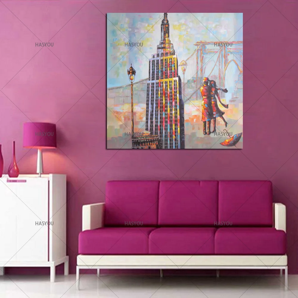 Большой город здание ручной картина маслом Ручная роспись рисунок раскраска