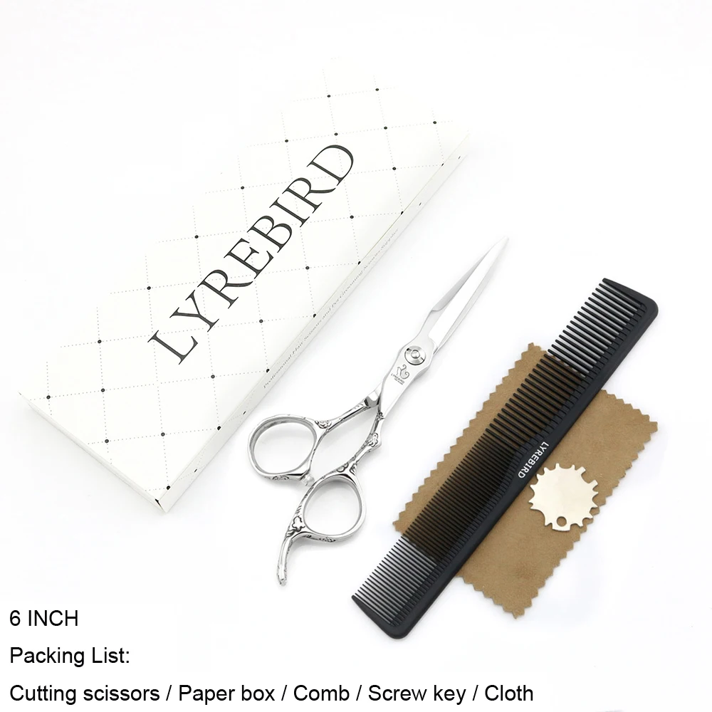 6 INCH Baber Cuttings Shears Wide Blade Engraved Flower Handle F310 F311 JAPAN 440C Lyrebird TOP CLASS Simple Pack 1Pcs/Lot NEW | Красота и