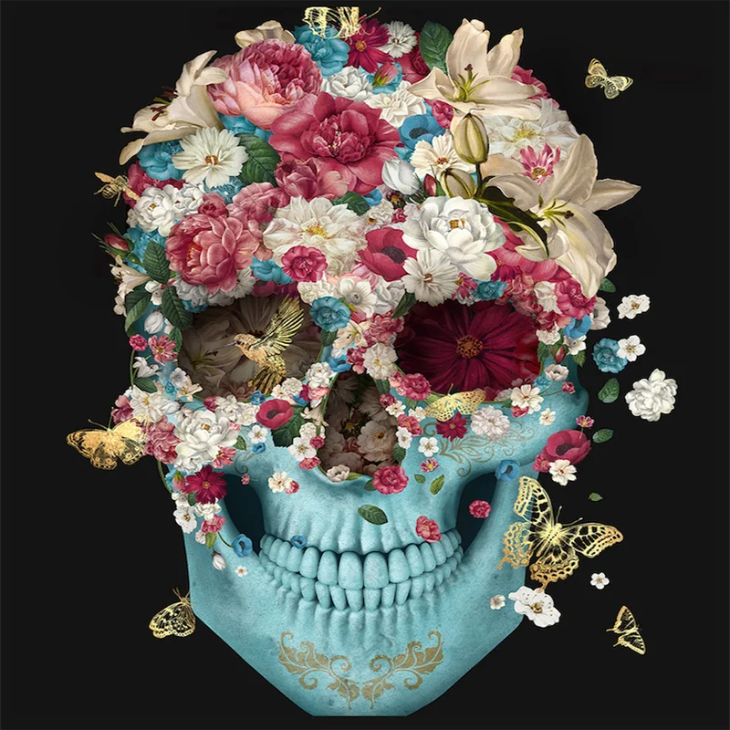 Full square 5D diy hand made diamond embroidery painting exquisite stitch of mosaic rose and skull picture home decor | Дом и сад