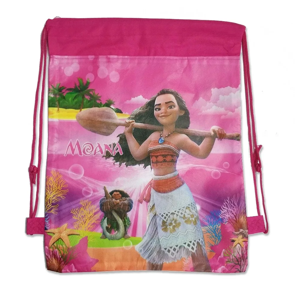 Gift bags Minnie Mickey Moana Trolls non-woven bag fabric backpack child travel school decoration mochila drawstring Cartoon | Дом и сад