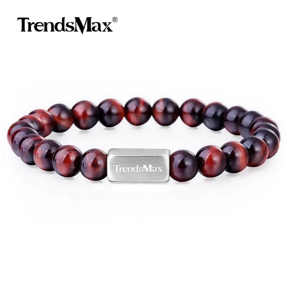 Браслет из натурального красного тигрового глаза 8 мм с бусинами для женщин и