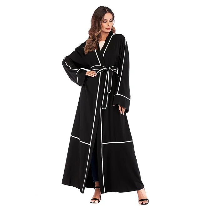 Платье-макси мусульманское в полоску, длинная туника, халат, кимоно в арабском стиле, Турецкая молитва, для поклонения
