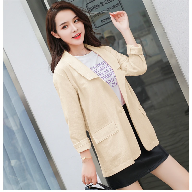 Hzirip 2018 Women's Thin Blazer Cotton Line Casual Blazers Solid Coat Loose Office Lady Slim Pockets Tops Suit Female Jackets | Женская