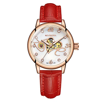 090 Rose Red ORKINA, модное платье, белый ремешок, золотой чехол, женские часы, лучший бренд, роскошные, женская одежда, механические, женские наручные часы, часы - Цвет: 090 Rose Red