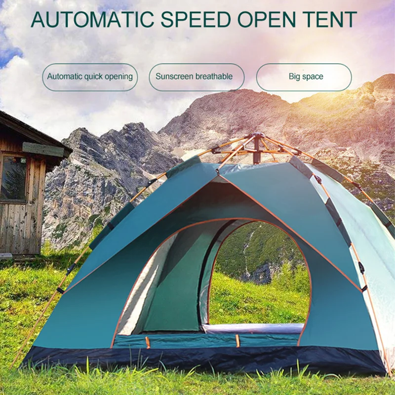 2 человека Автоматическая всплывающая палатка водонепроницаемая для семьи