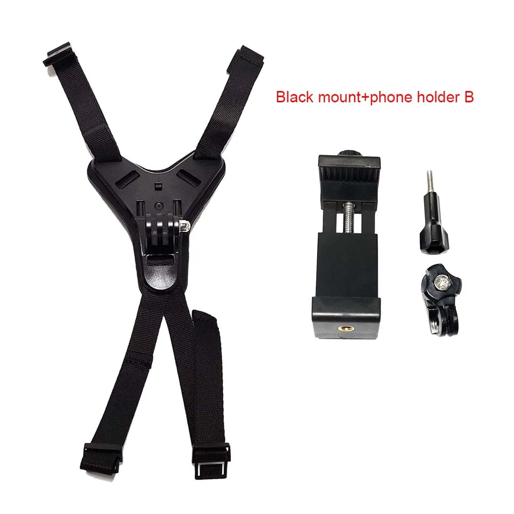black-phoneholderB JINSERTA шлем подбородка крепление расширение держатель для OSMO карман GoPro Hero 7/6/5 шлем SJCAM подбородка Стенд С телефонным кронштейном - Цвет: black-phoneholderB