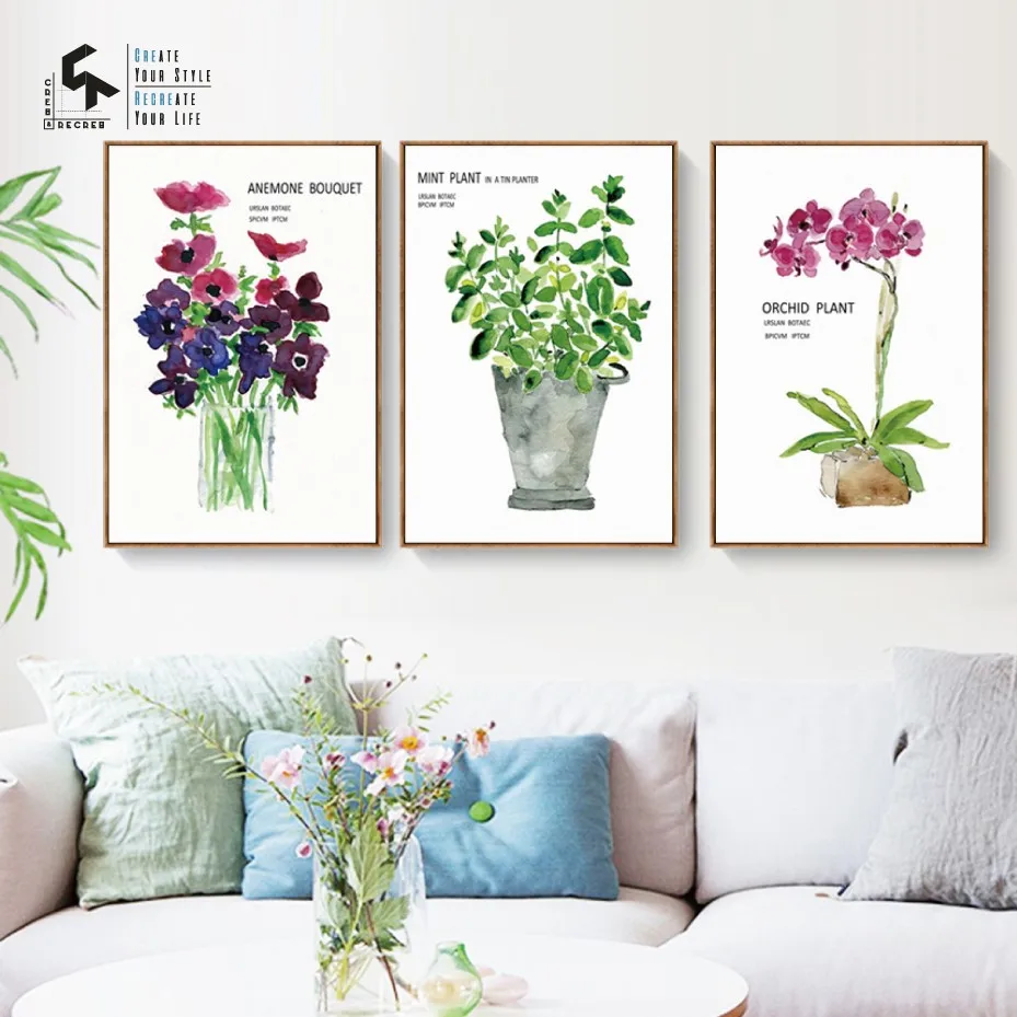 CREATE&ampRECREATE Pastoral Poster Plant Posters And Prints Wall Art Canvas Oil Painting Decorative Pictures For Home CR1810110029 | Дом и сад