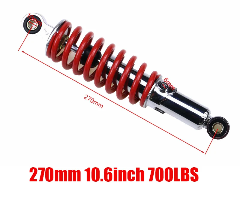 270mm 10.6inch TDPRO Новинка 250 мм 270 мм 290 мм ATV багги задний амортизатор подвеска пружина для 50-150cc мотоцикл картинг Quad питбайк 700LBS - Цвет: 270mm 10.6inch