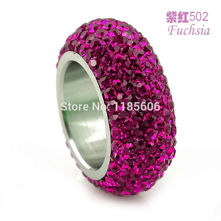 2014 новые модные кольца из нержавеющей стали для женщин амулеты фуксия Стразы