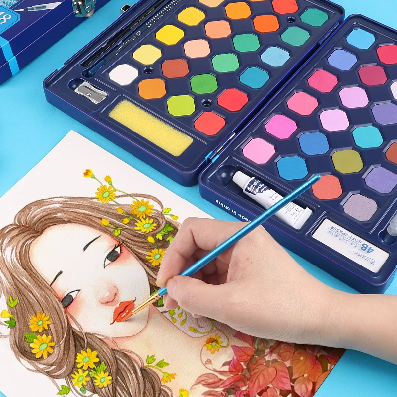 Твердые акварельные краски в наборе для начинающих студентов с портативным