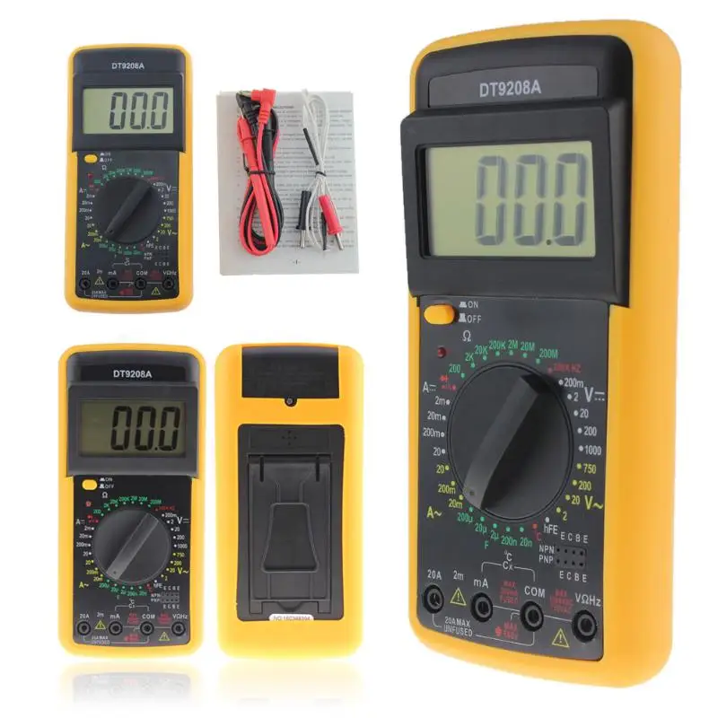 DT-9208A AC DC LCD Дисплей Профессиональный портативный тестер Цифровой мультиметр Вольтметр мультитестерный Амперметр Температура