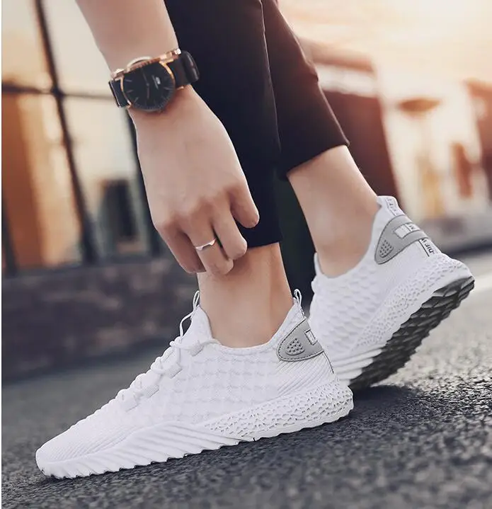 Новинка года; сезон весна-лето; Мужская обувь из ткани Flyknit; координатная сетка; дышащая уличная трендовая Спортивная повседневная обувь; Мужская обувь; кроссовки; лоферы