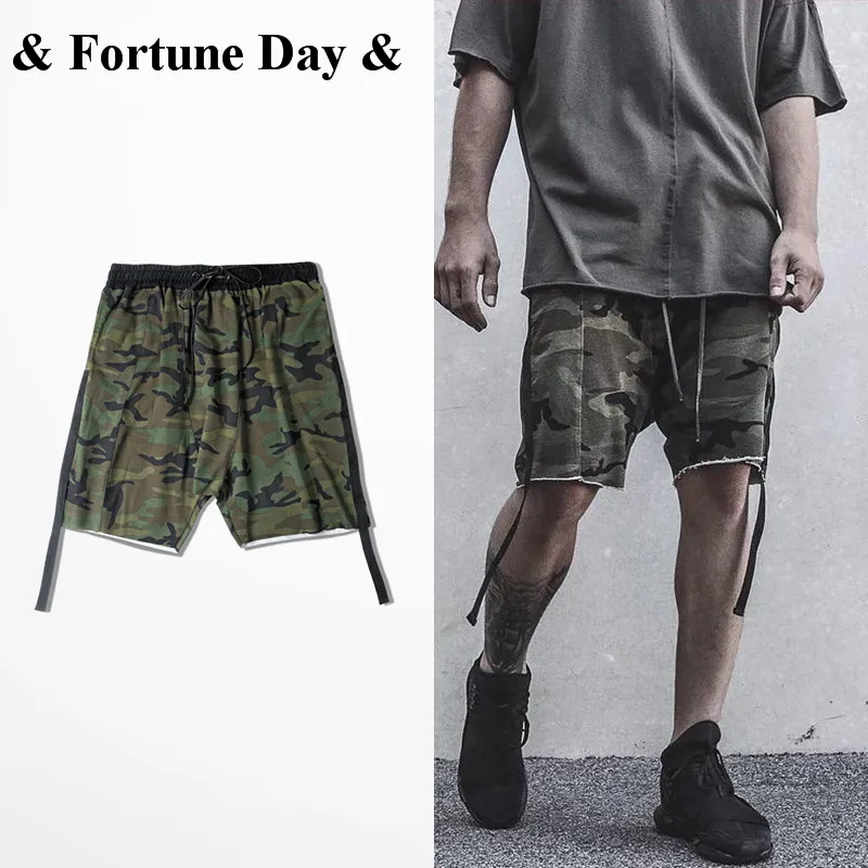 Шорты мужские камуфляжные в стиле хип хоп хлопок стрейч повседневная спортивная