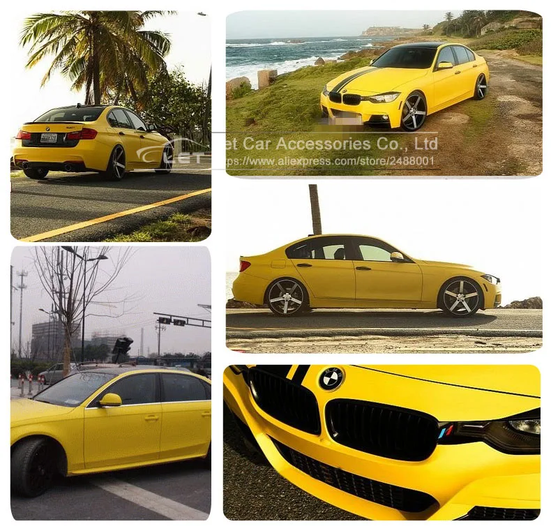 High quality Matte Matt yellow Vinyl Wrap Self Adhesive Air Release Bubble Free Car Styling Membrane Sticker Decal Film | Автомобили и
