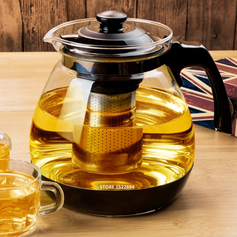 Дешево Чайник стеклянный Профессиональный со съемным стальным фильтром, 1,6 л и 2,3 л