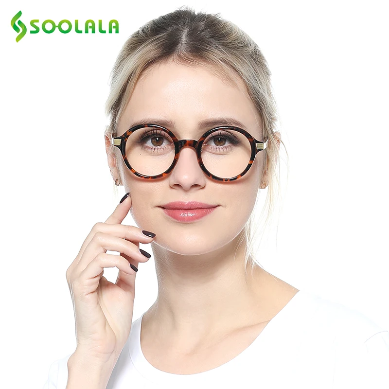 

SOOLALA TR90 Round Circle Reading Glasses Women Men Clear Lens Eyeglass Presbyopia Reading Glasses +0.5 1.25 1.75 2.25 to 4.0