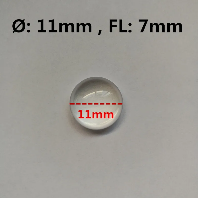 Диаметр 11 мм фокусное расстояние 7 акриловая выпуклая светодиодная линза|led lens|plano