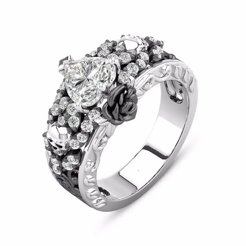 Кольцо с серебряным черепом Size5 10 925 Сердце счастливое Свадебное женское подарок
