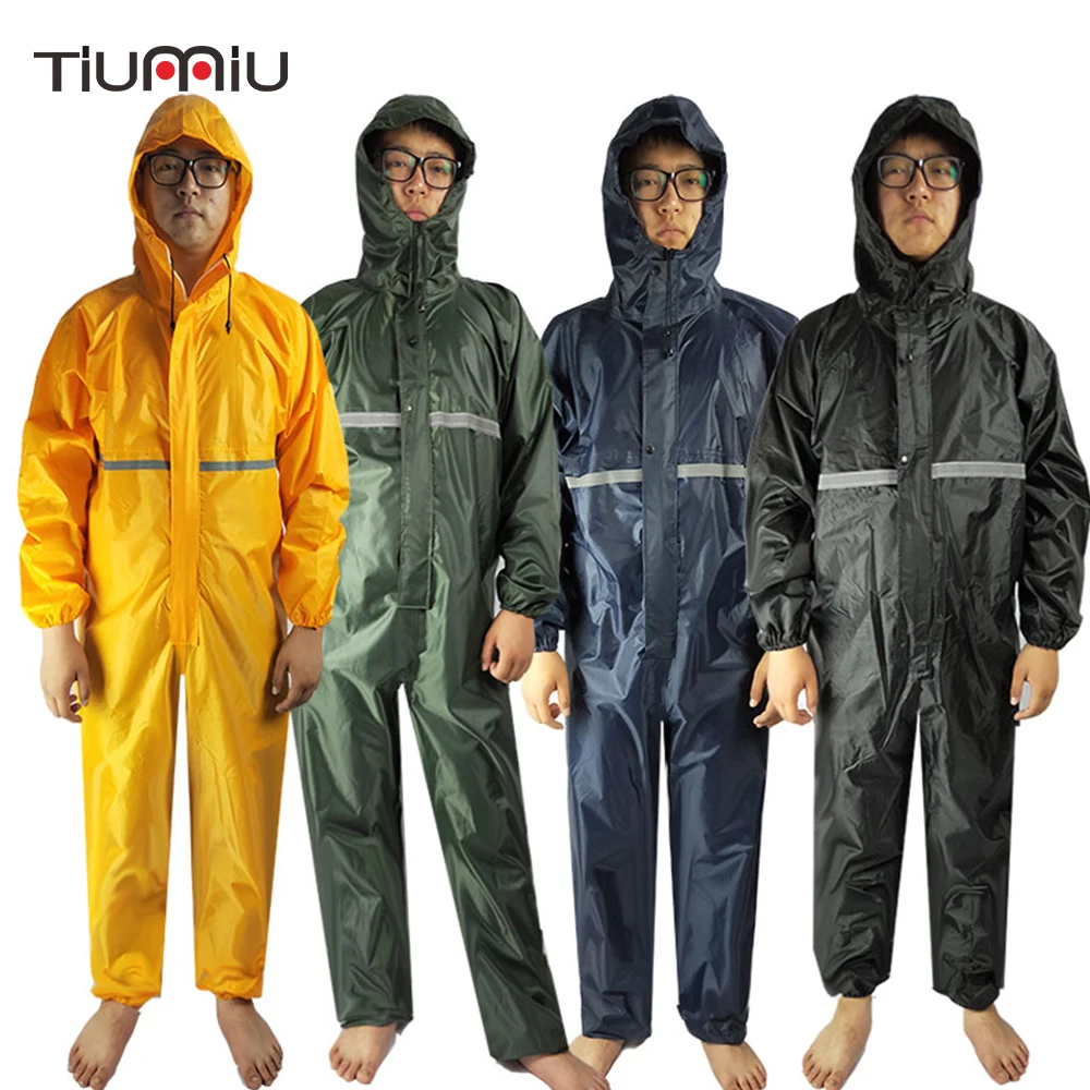 Мужской водонепроницаемый комбинезон дождевик с капюшоном рабочая одежда