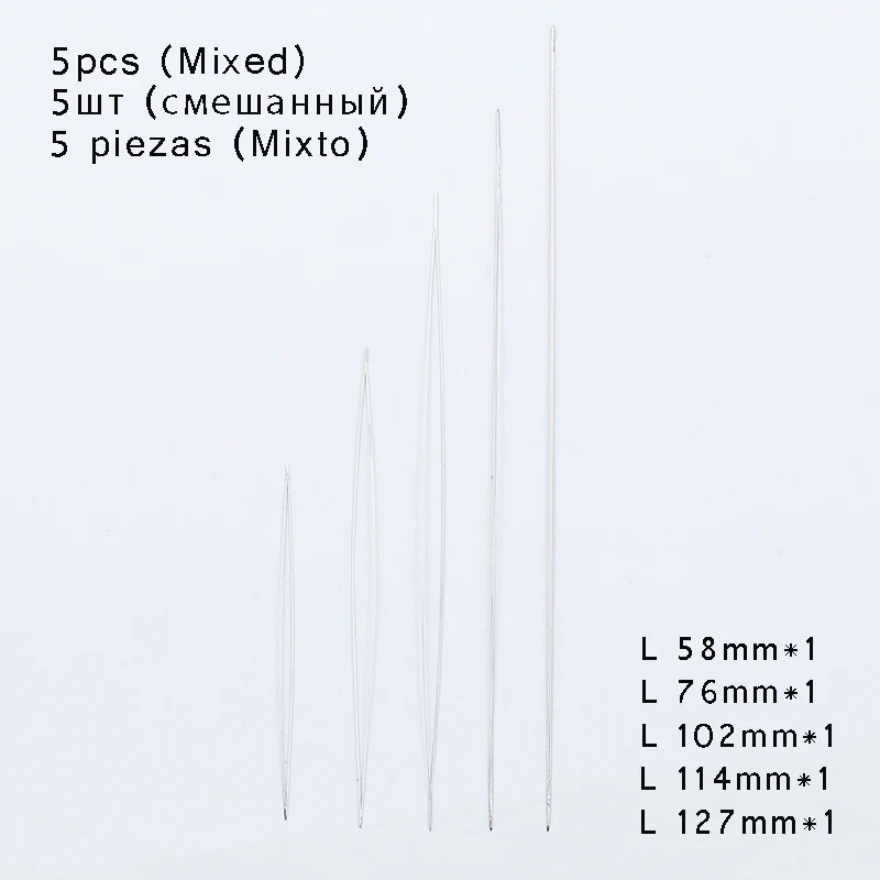 Mixed size sum 5pcs BTFBES 5 шт., ювелирные изделия с центральным отверстием, иглы для бисероплетения, булавки из нержавеющей стали, ювелирные браслеты, бусины ручной работы, аксессуары для самостоятельного изготовления - Цвет: Mixed size sum 5pcs