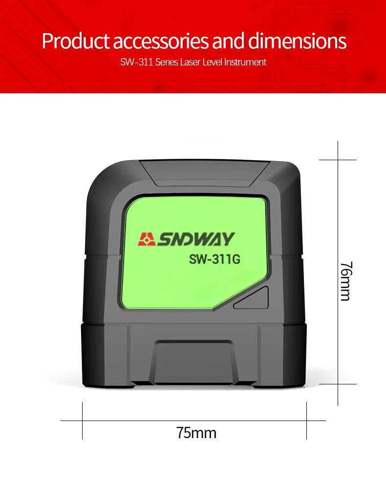 Лазер sndway Levels, зеленый лазерный уровень, самонивелирующийся, вертикальные, горизонтальные лазеры, инструмент для поперечных измерений, SW-311G, 2 линии, лазеры, нивелир