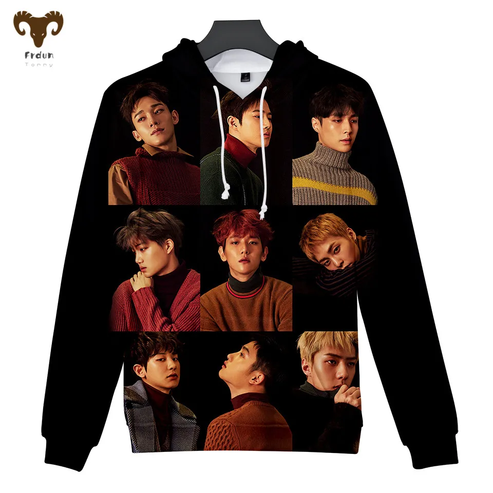 Frdun Tommy 3D печатные EXO толстовки Толстовка Мужская Аниме Мода Kpop Повседневная Новое поступление унисекс для взрослых/детей мягкая толстовка