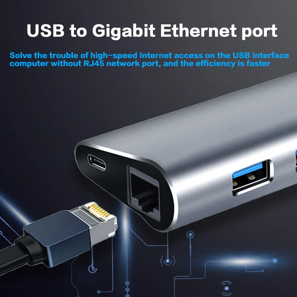5 в 1 USB Type C Hub 3 0 to Gigabit Ethernet Rj45 Lan адаптер PD Зарядка для xiaomi huawei notebook Macbook Pro |
