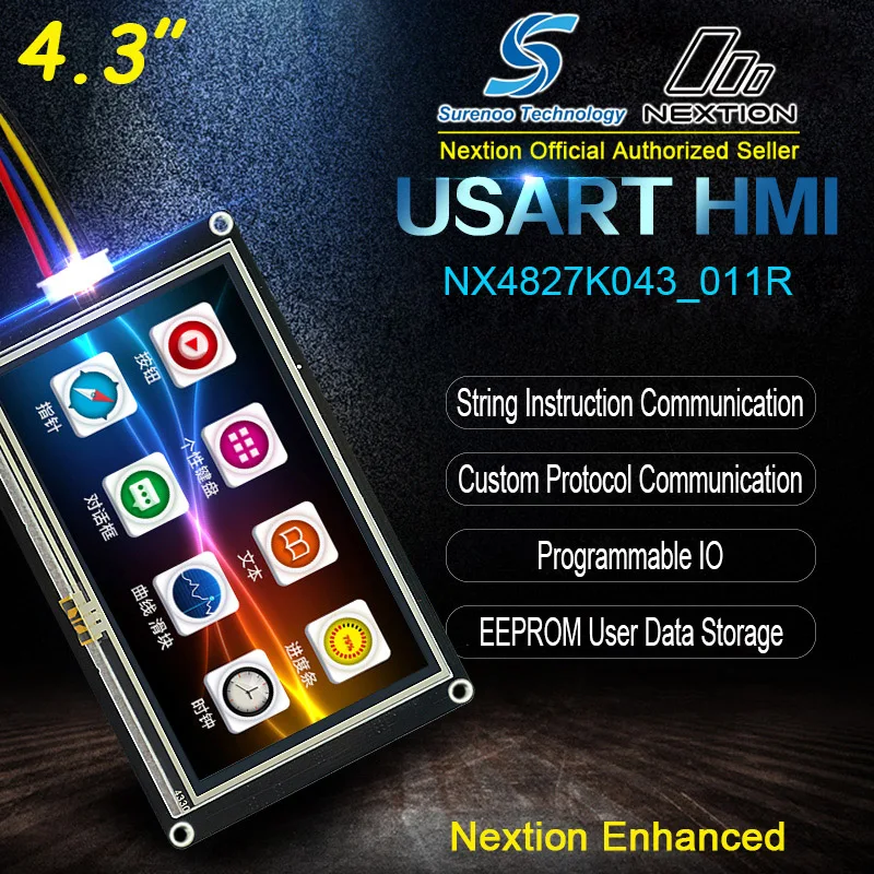 4," NX4827K043 Nextion Enhanced HMI USART UART серийный резистивный сенсорный TFT ЖК-модуль панель дисплея для Arduino Raspberry Pi