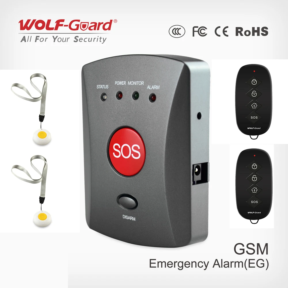 Wolf-Guard Беспроводная GSM SMS SOS кнопочная панель один ключ тревожный для пожилых детей аварийный+ пульт для система охранной сигнализации для дома