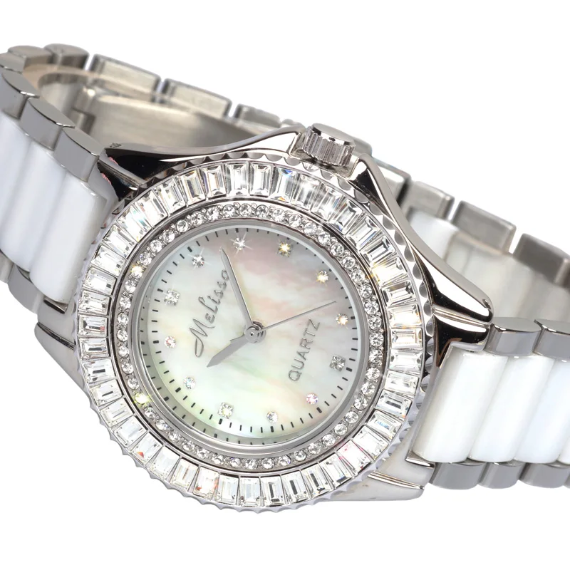 Элегантные женские керамические часы-браслет MELISSA блестящие наручные часы с