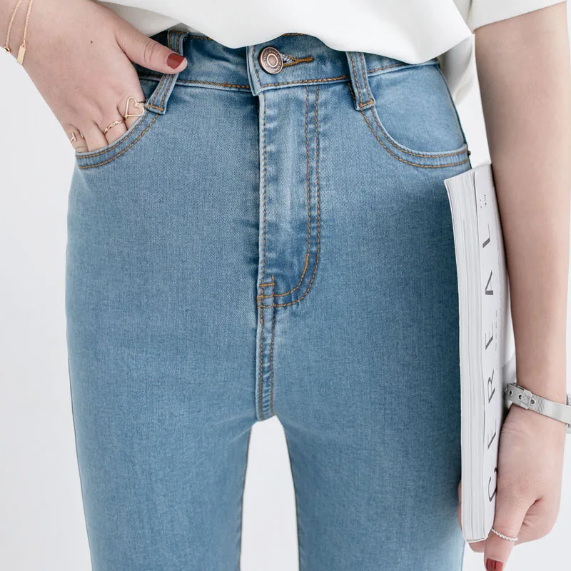 Soft Jeans For Women Cowboy High Elastic Casual Skinny Denim Pencil Pants Ankle Length Femme Trousers Boyfriend Plus Size | Женская