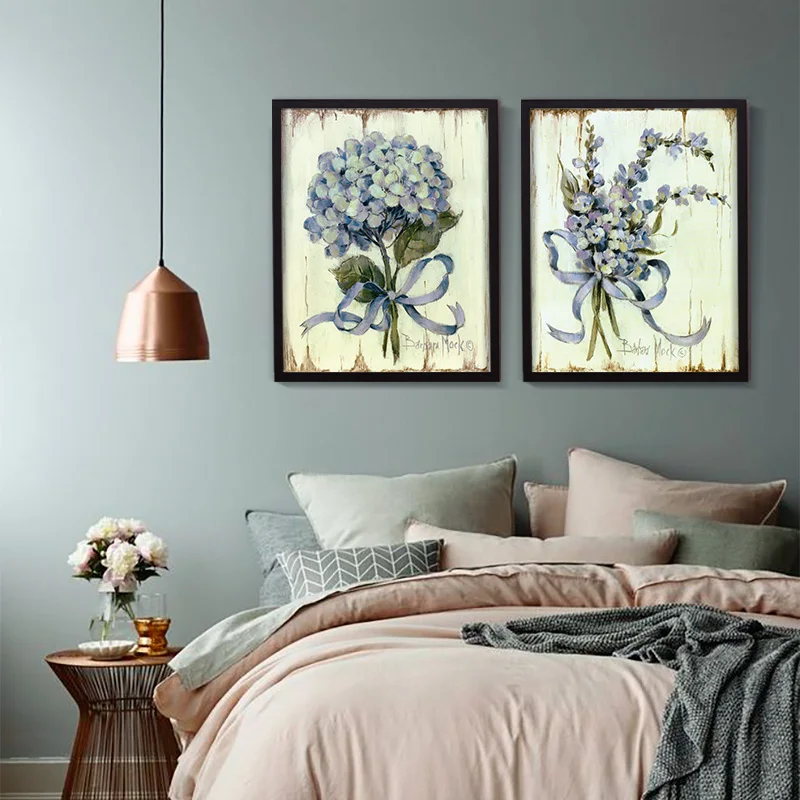 Букет цветов Фиолетовый Холст Картина маленькая Милая Великолепная Цветочная