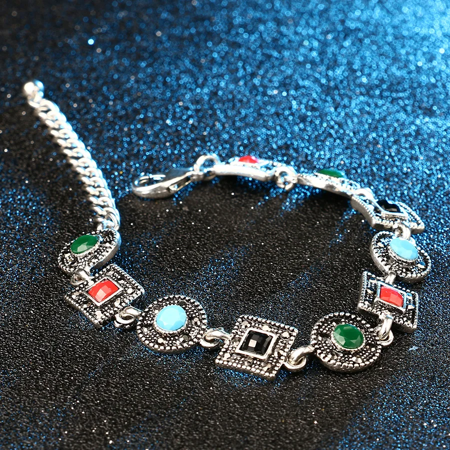 Индийский стиль черные кристаллы Винтажные Ювелирные изделия браслеты Женский