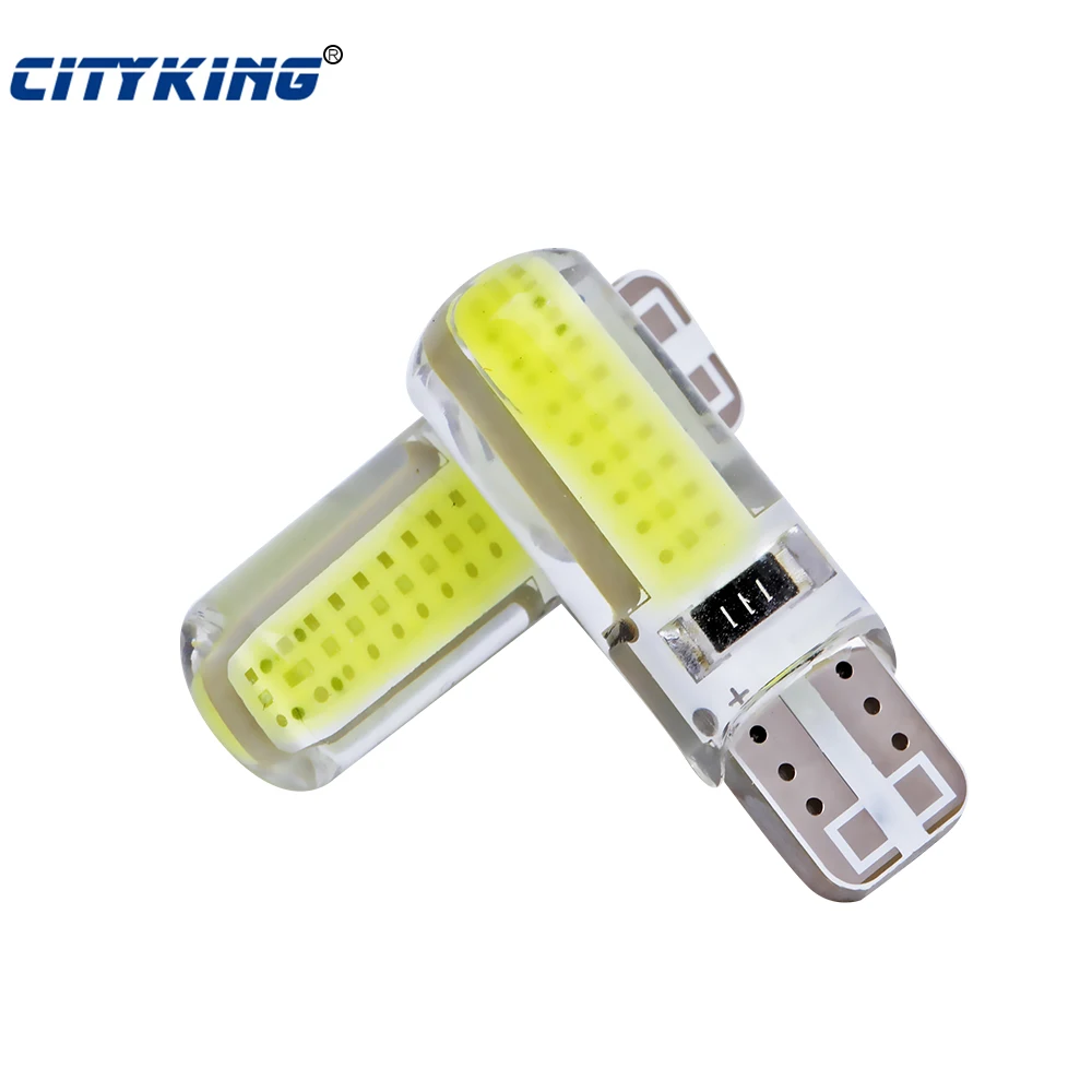 

2 шт., cob силиконовые светодиодные лампы W5W t10, 12 В