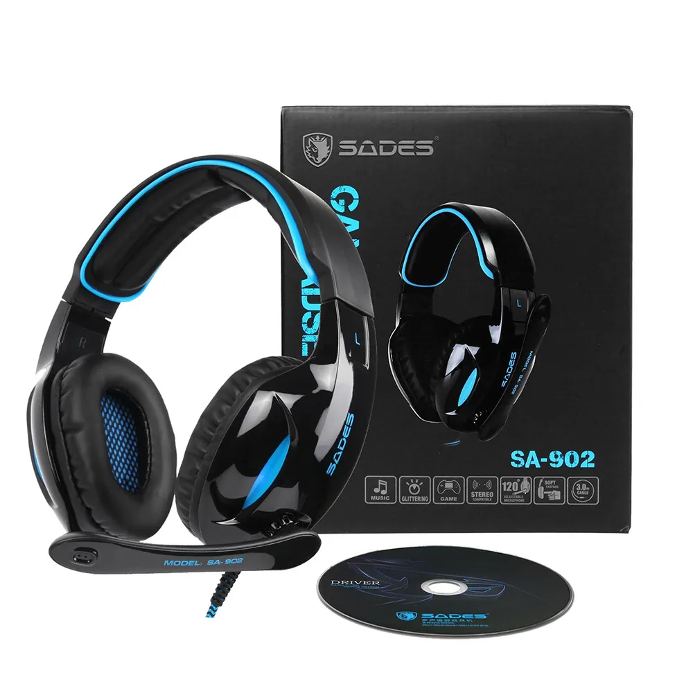 SADES SA-902, 7,1, звуковая стереогарнитура для ПК, игровая гарнитура, наушники с микрофоном, идеальный звук, шейные спортивные наушники, широкая применимость