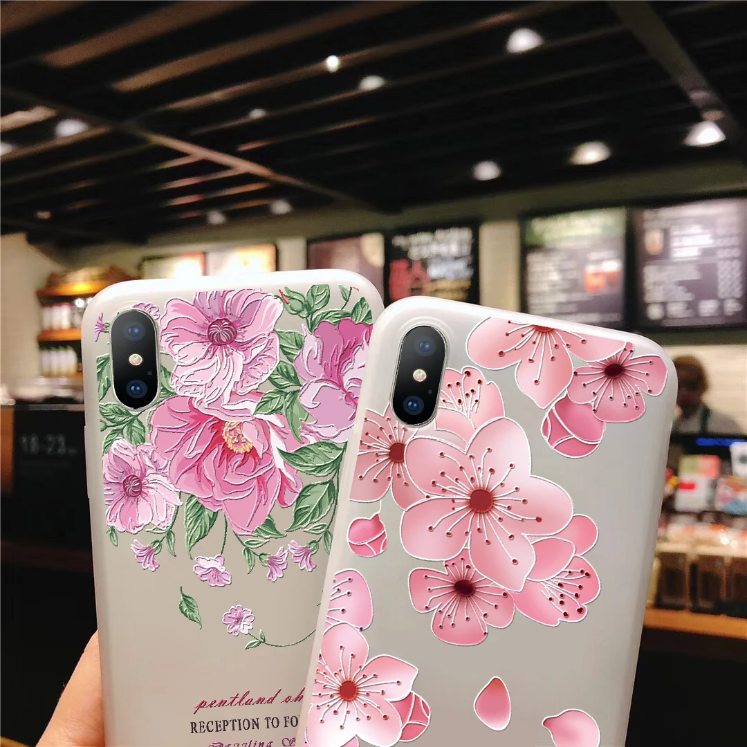 3D рельефный чехол с изображением цветов для Samsung Galaxy A70 A7 A9 A10 A20e A30 A40 A50 A60 A6 A8 J4 J6 S6 S7 S8 S9 S10 плюс S10e Note 9 8 Coque