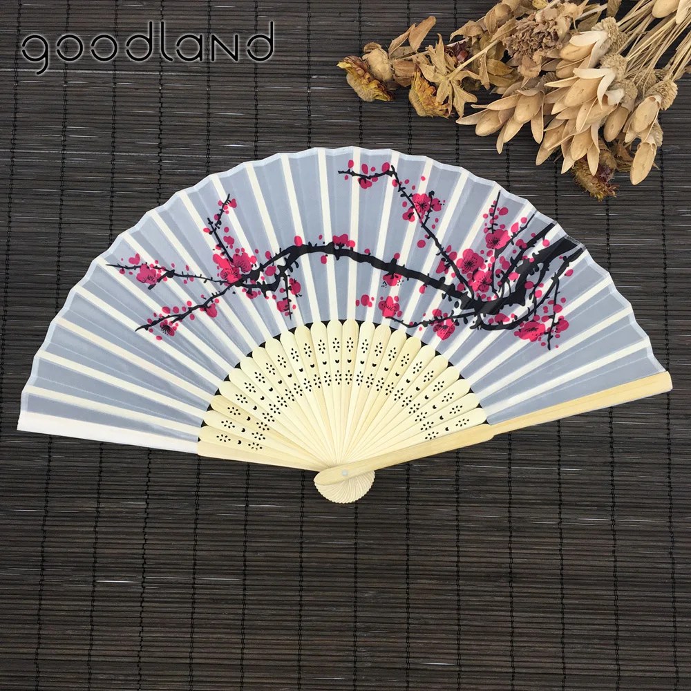 

Free Shipping 21x38cm Asian Pocket Fan Folding Hand Held Fan Japanese Cherry Blossom Wedding Party Prom