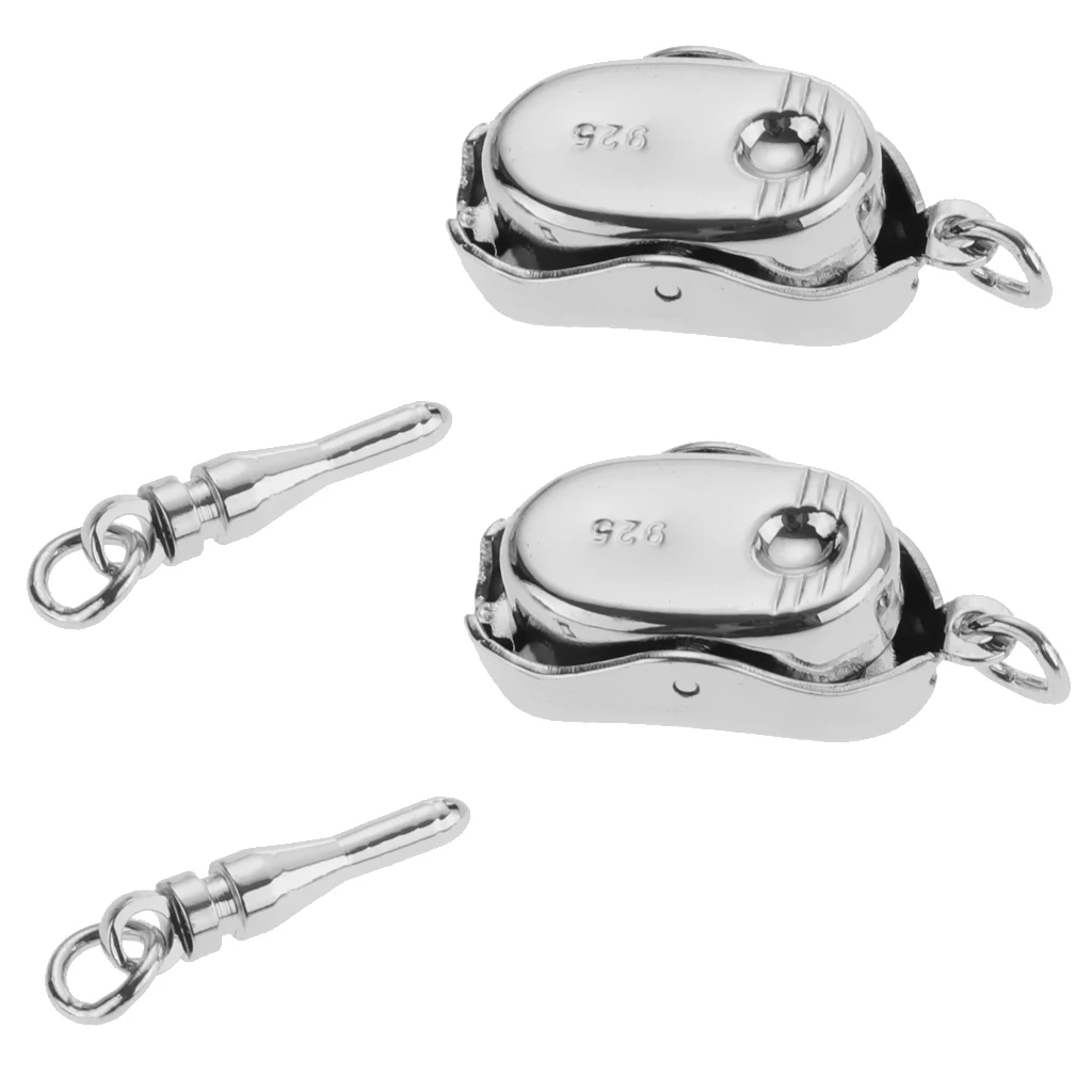 2pcs 925 Sterling Silver color Connector Buckle Clasp For DIY Jewelry Makings | Украшения и аксессуары