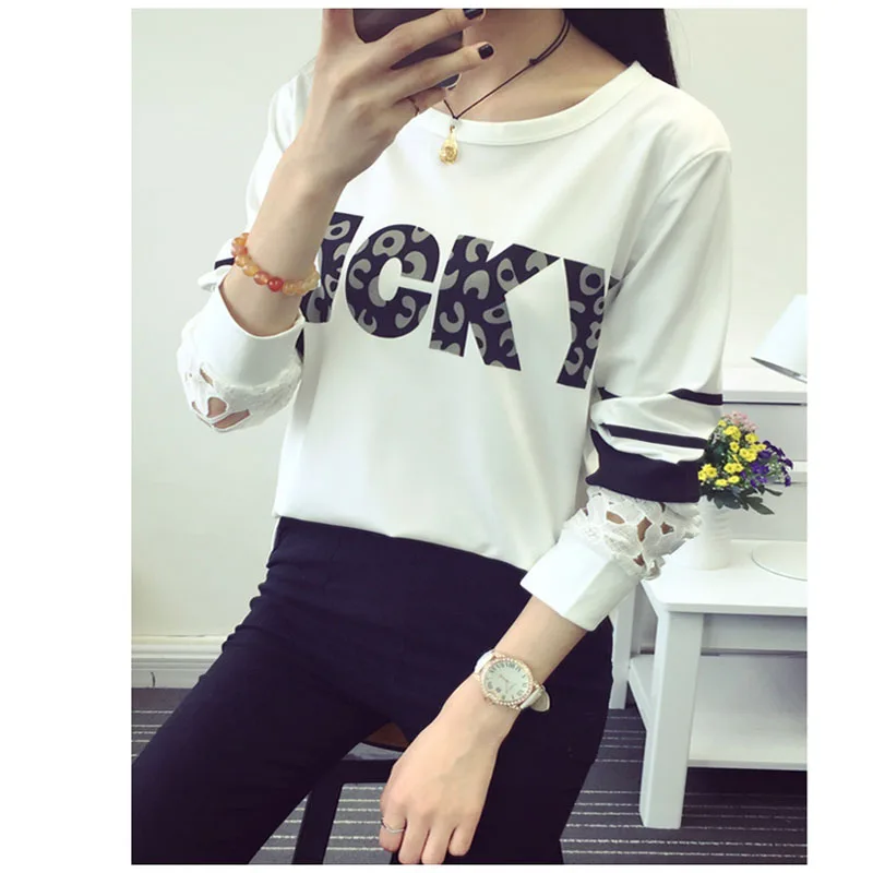 Женская длинная футболка с буквенным принтом повседневная хлопковая Футболка