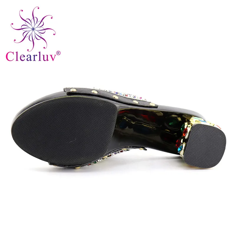 Clearluv/комплект из итальянских туфель и сумочки черного цвета Итальянская обувь с