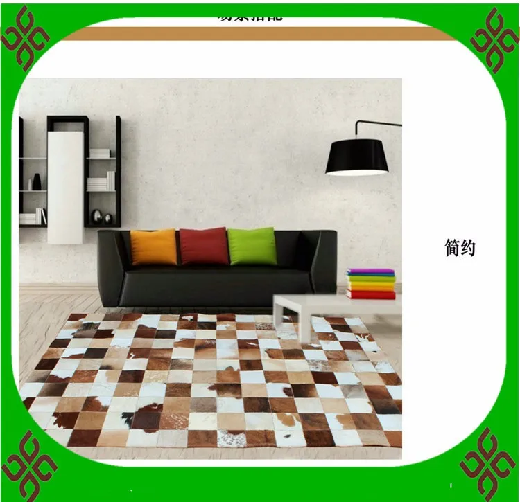 

2018 free shipping 100% natural genuine cowhide cotton carpet