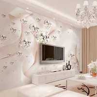 3d stereoscopic jewelry pink ribbon crystal ball mural wallpaper living room tv sofa background wall covering home decor fresco
